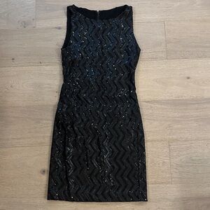 Alice and Olivia Elegant Black Sequin Dress
